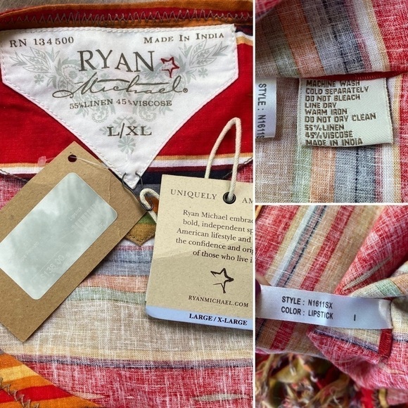 NEW Ryan Michael Serape Summer Linen-Blend Poncho | Size L/XL - Picture 15 of 16